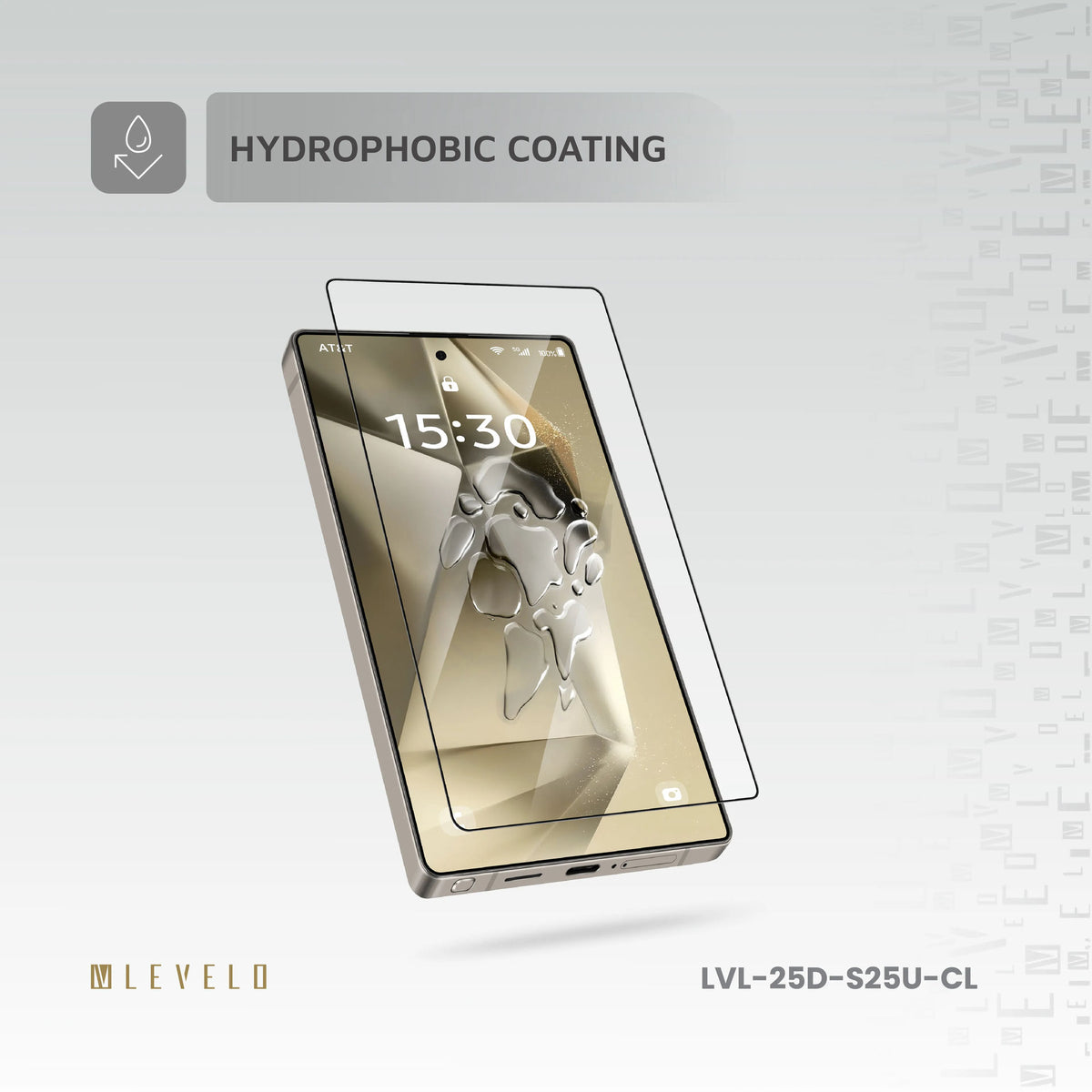 Levelo 2.5D Silk Print High Silicone Aluminum Glass for Samsung S25 Ultra, Clear