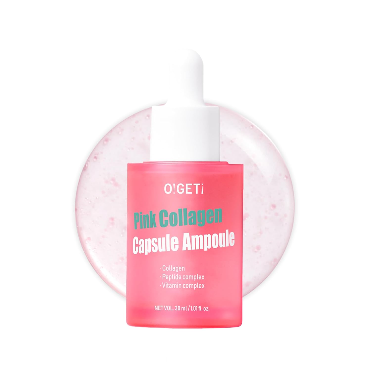 O!GETi Pink Collagen Capsule Ampoule, High Potency Firming Serum, 30ml
