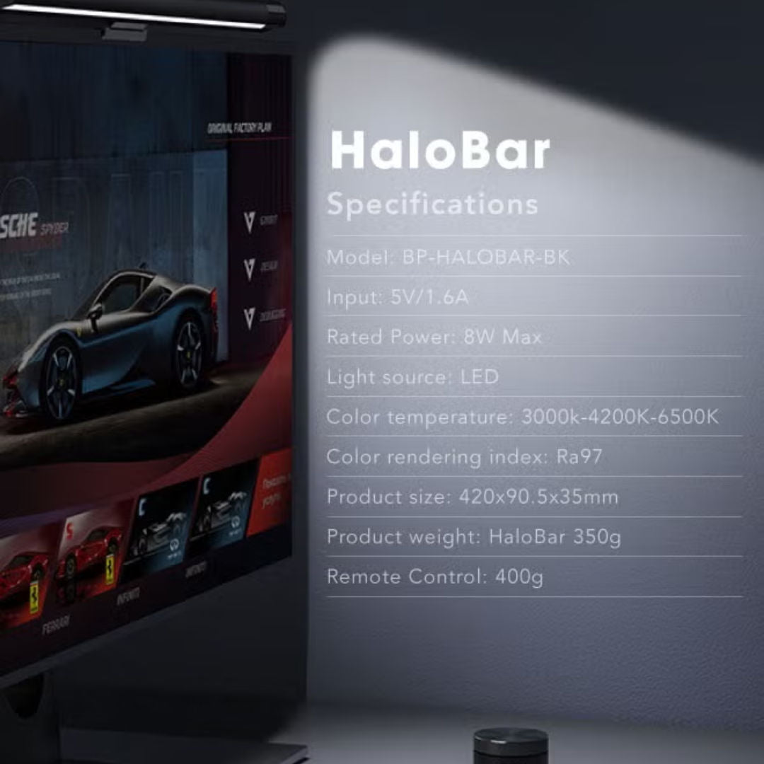 Blupebble Halobar Monitor Light Bar Black