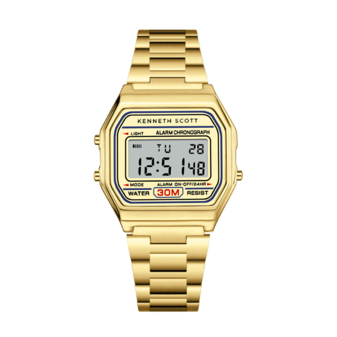 Kenneth Scott Men’s Digital Stainless Steel Watch, K25206 Series