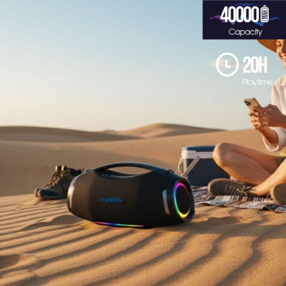 Blupebble ThunderBlast Portable Speaker 500W Bluetooth 5.0 with LED Lights, Black