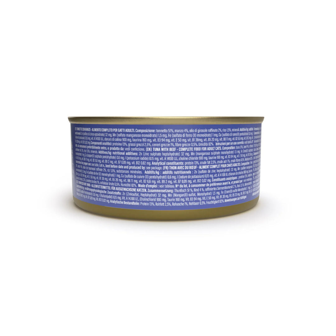 Schesir Complete & Balanced Nutrition Wet Cat Food in Jelly Can, Tuna with Beef, 140gm
