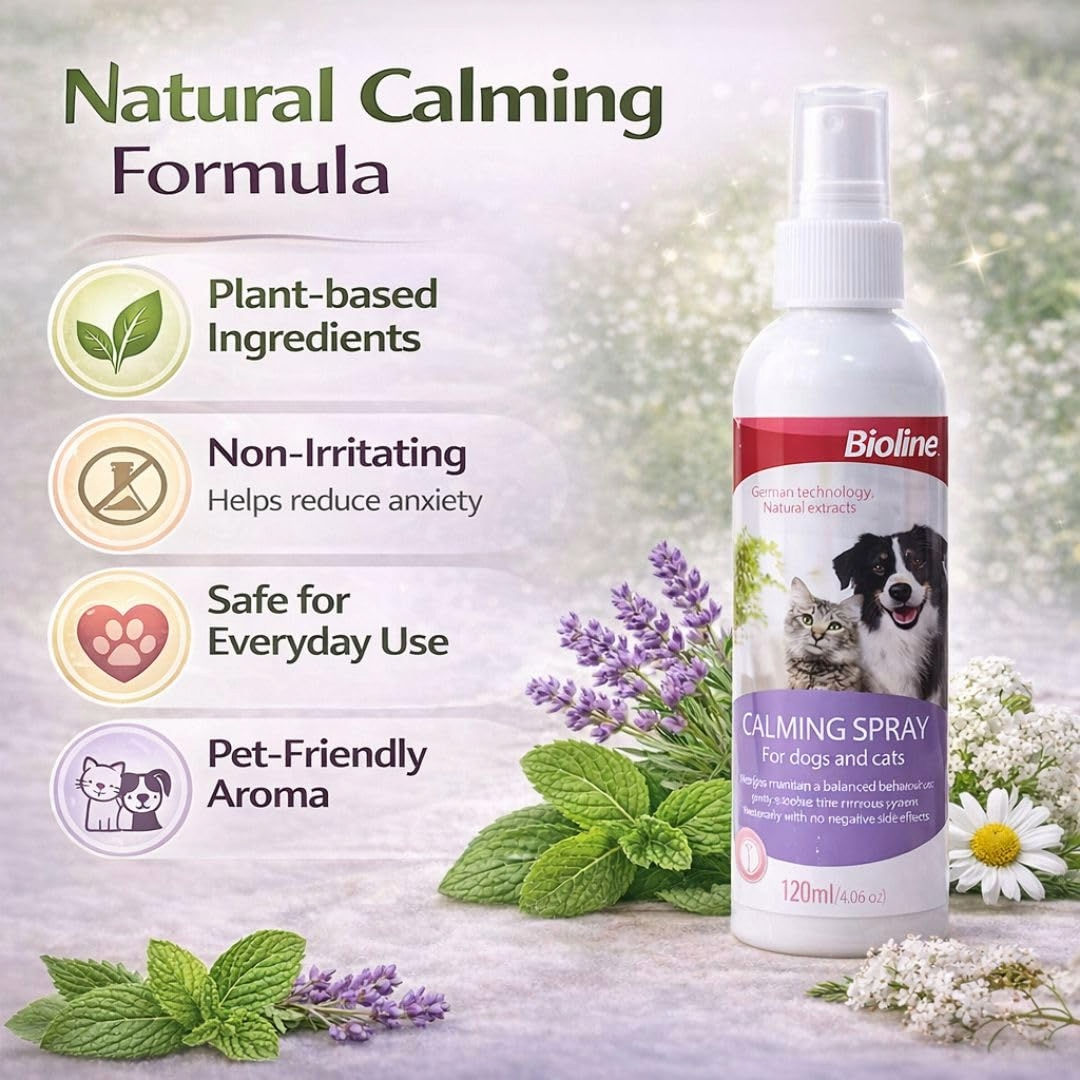 Bioline Calming Spray For Cats & Dogs, 120ml