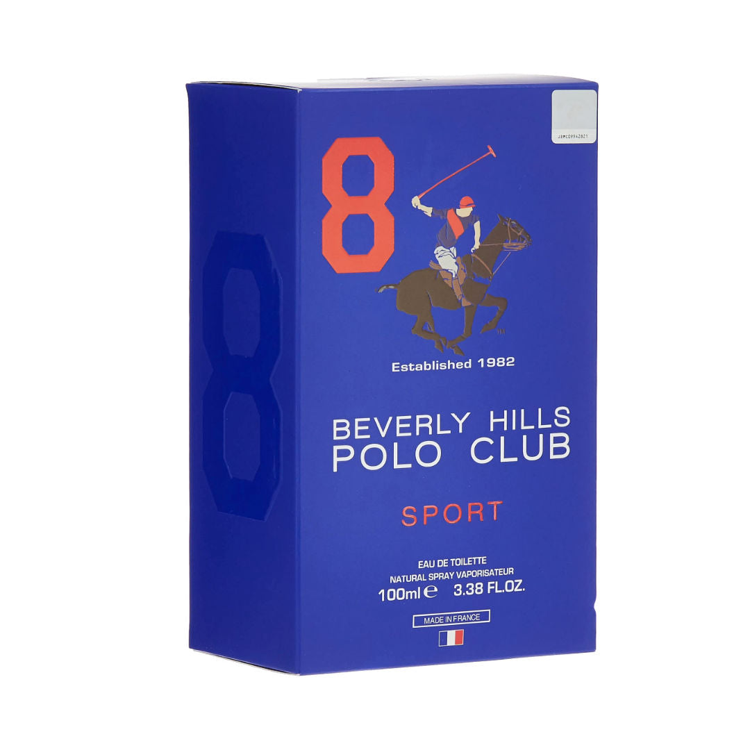 Beverly Hills Polo Club Sport No. 8 Eau de Toilette for Men, 100ml