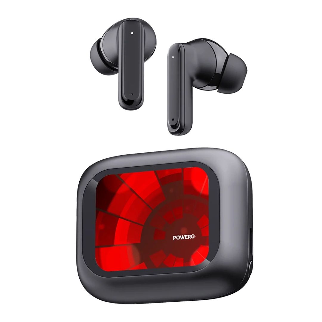 Powero Plus Lara ANC True Wireless Earbuds with Touch Display, Black