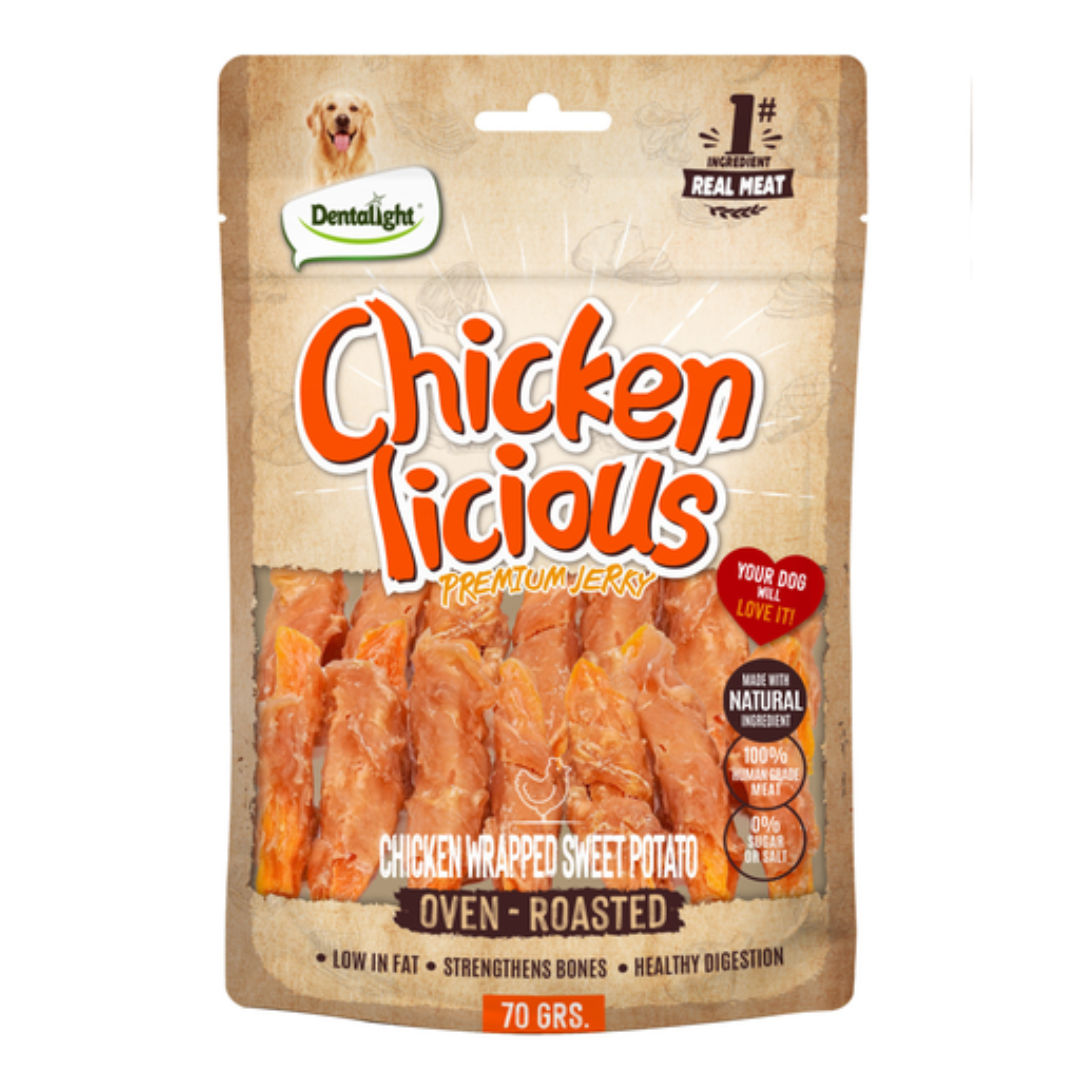 Dentalight Chicken Licious Jerky Treats For Dogs, 70gm