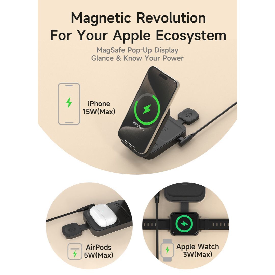 DUDAO A11MAX 3in1 15W Wireless Charger, Black