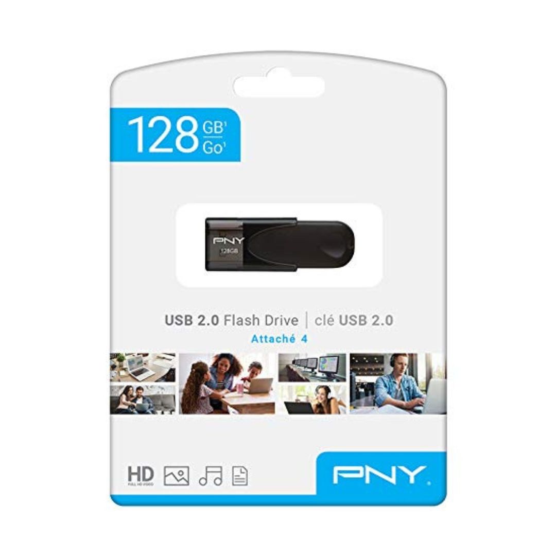 PNY Attach 4 128GB USB 2.0 Flash Drive, Black