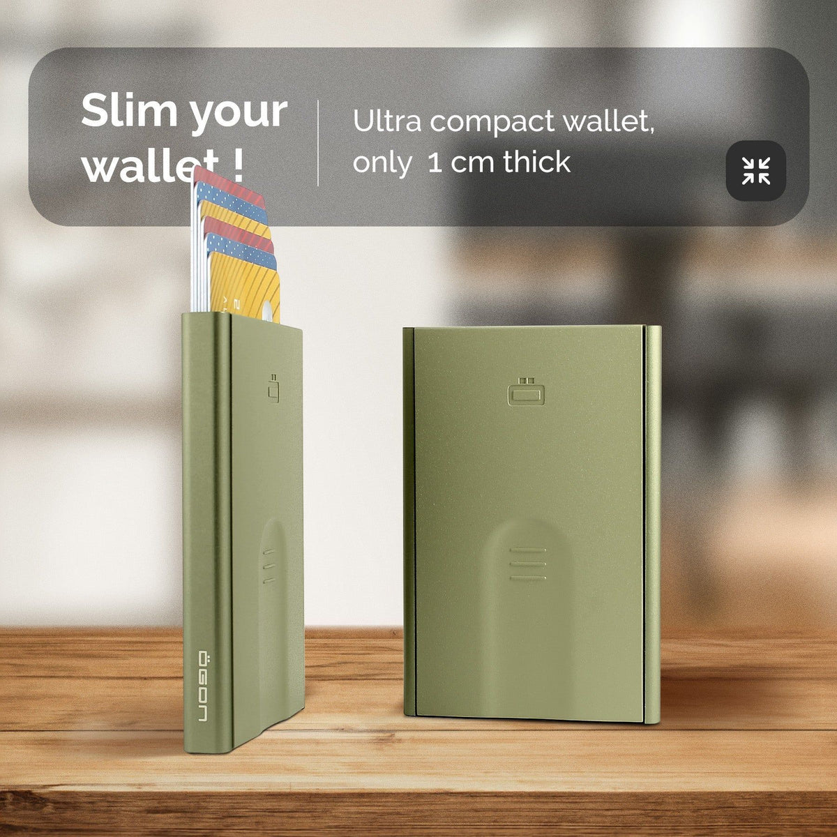 Ogon Automatic Slider Card Holder, Cactus Green