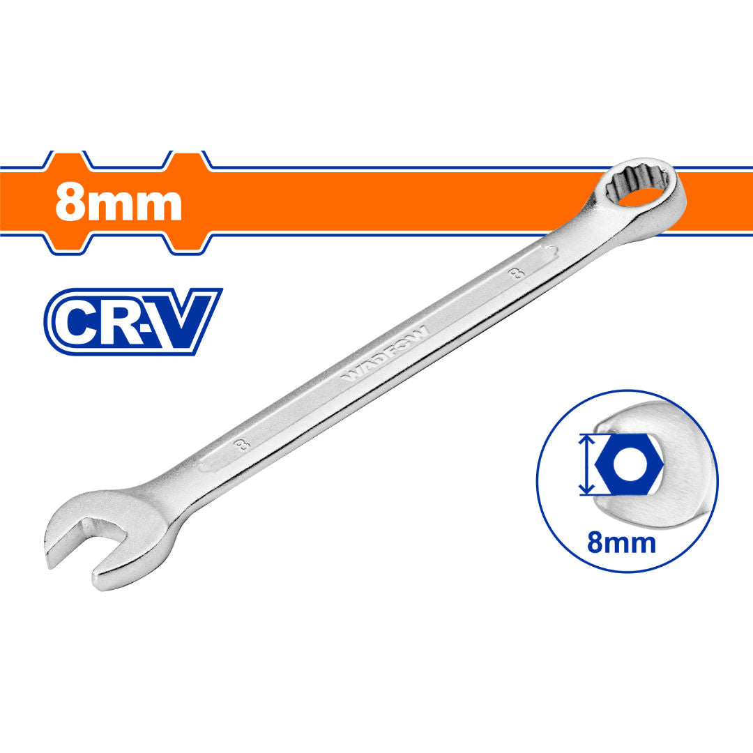WADFOW Combination Spanner, Cr-V Steel, Chrome Matt Finish