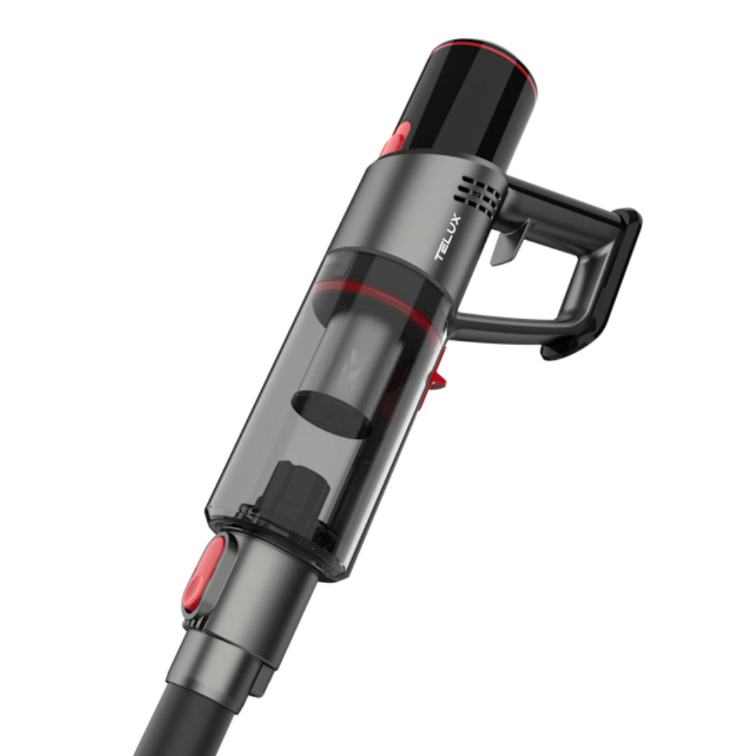 Telux T30 Stick Vacuum Cleaner, 350W BLDC Motor, Space Grey With Red Buttons