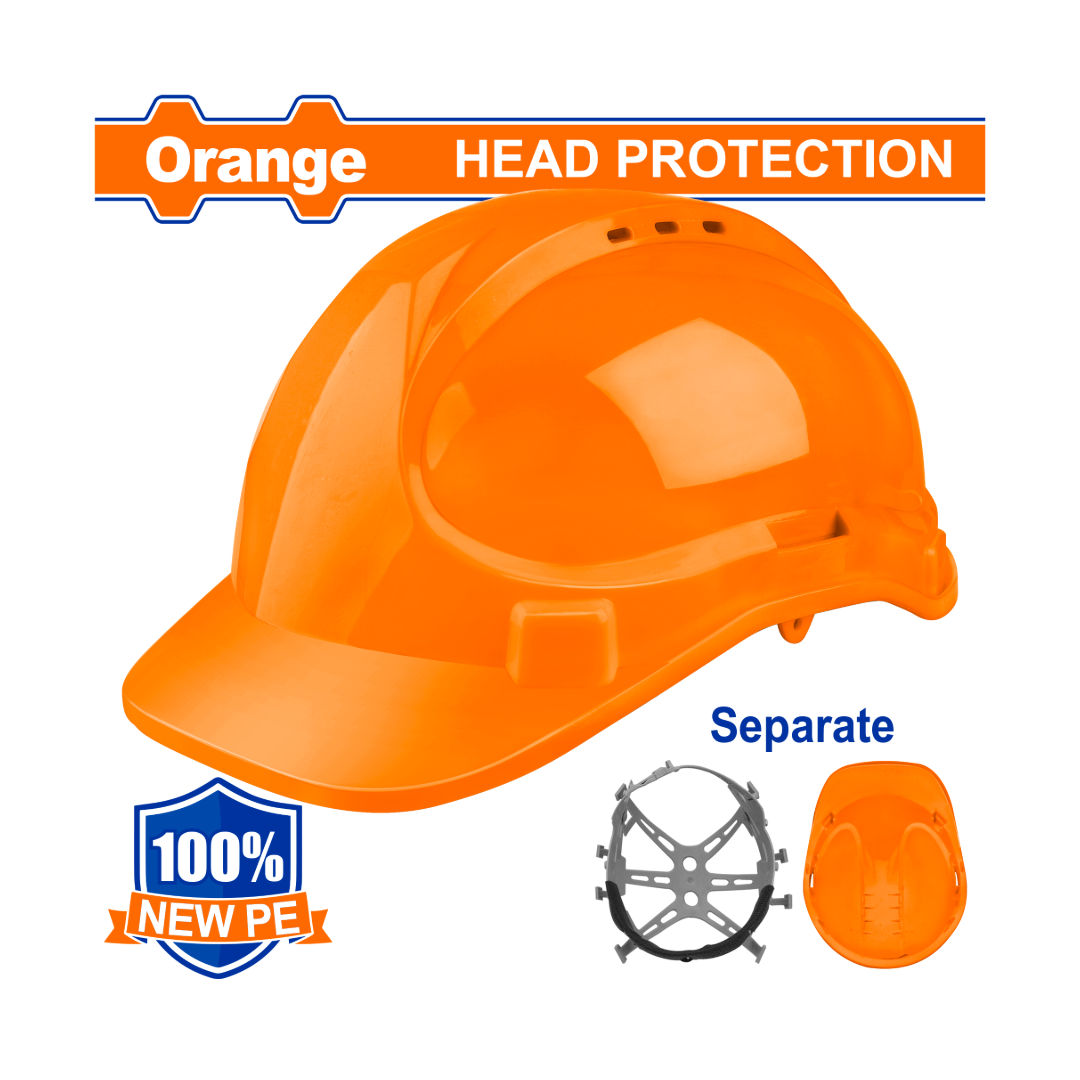 خوذة أمان WADFOW، غطاء PE، حزام ذقن