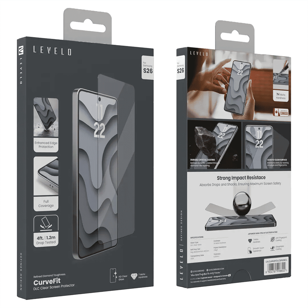 Levelo Curvefit DLC Screen Protector For Samsung S26 Series, Clear