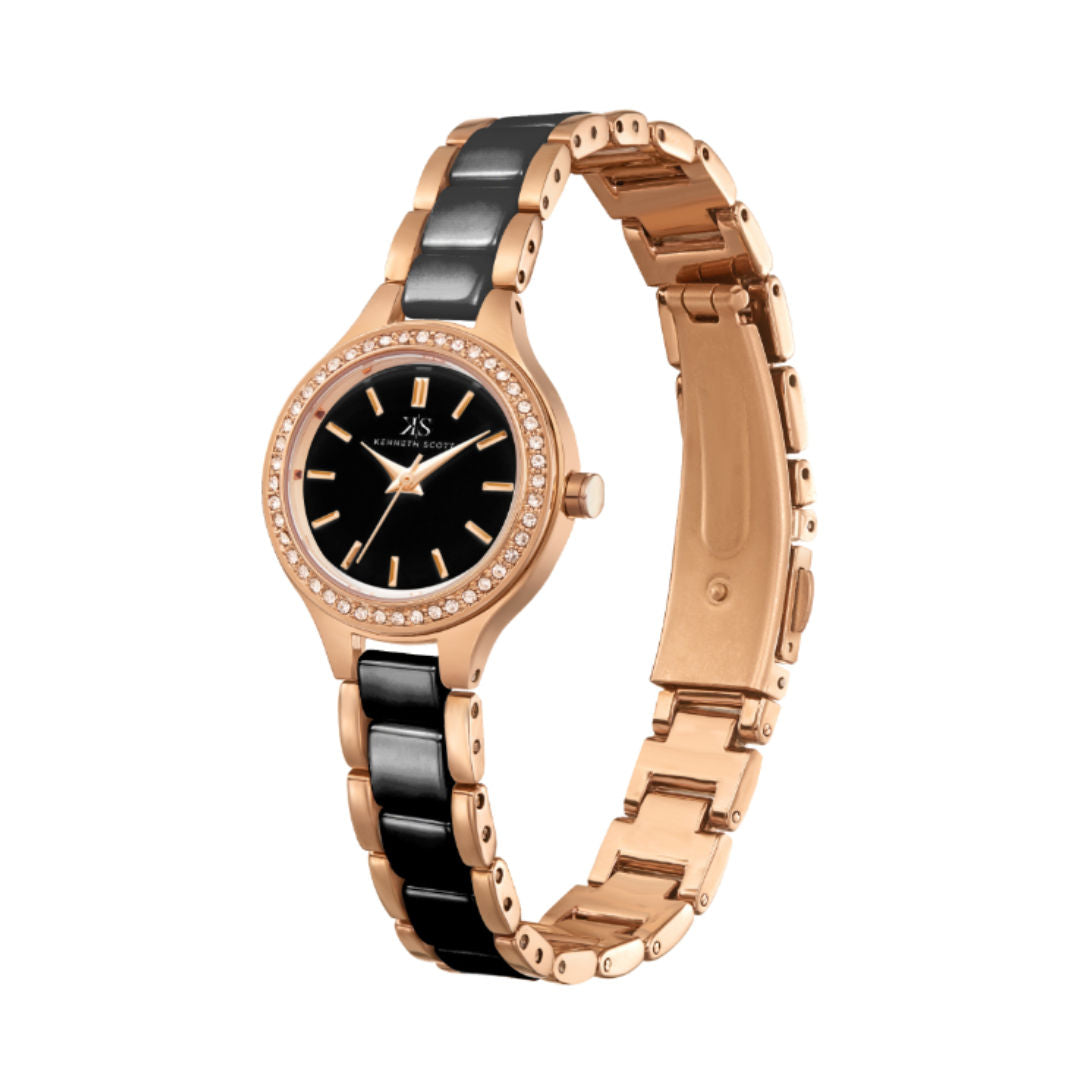 Kenneth Scott Women’s Analog Black Dial Watch, K23501-KCBB