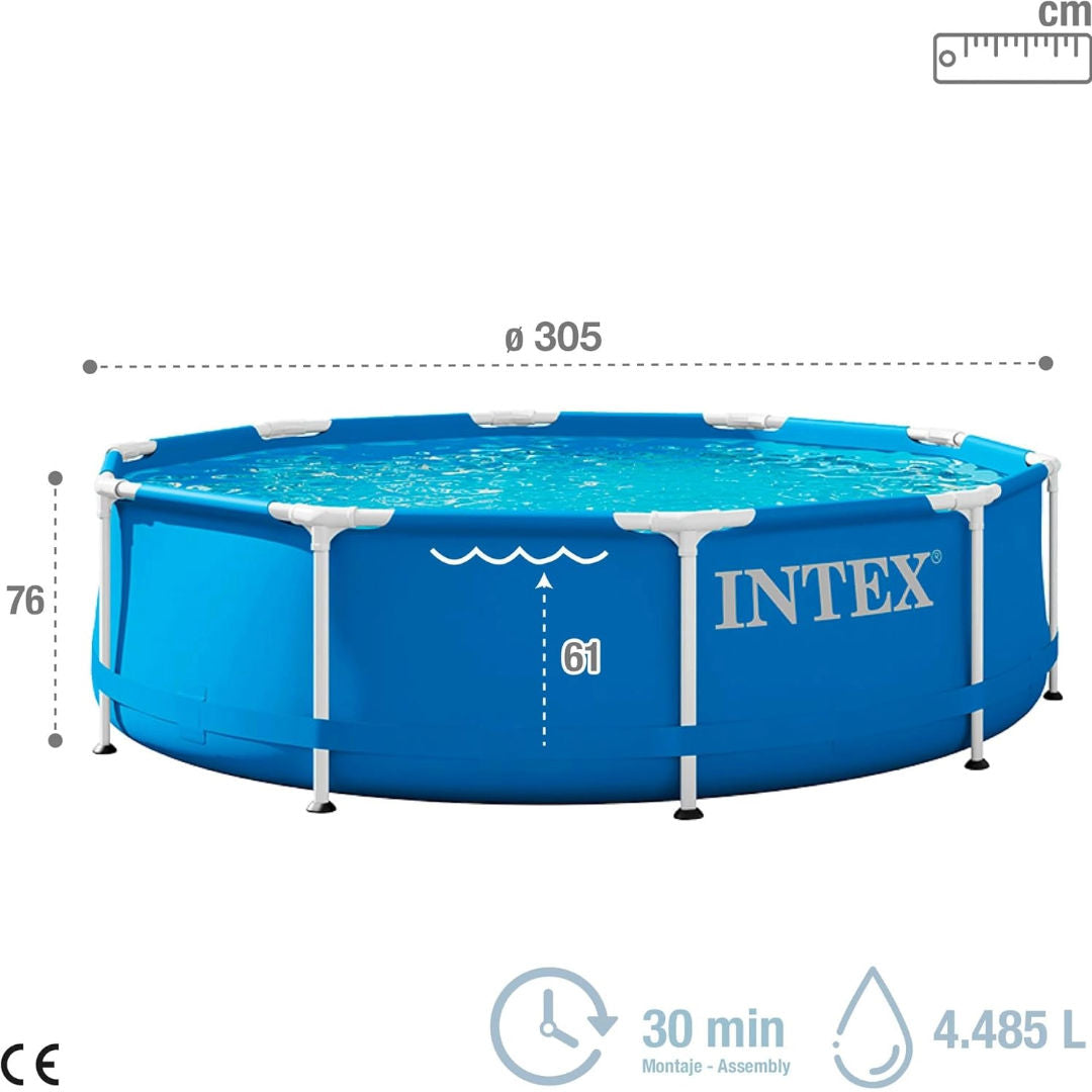 Intex 10-FT Family Size Metal Frame Pool, 3.05m×76cm