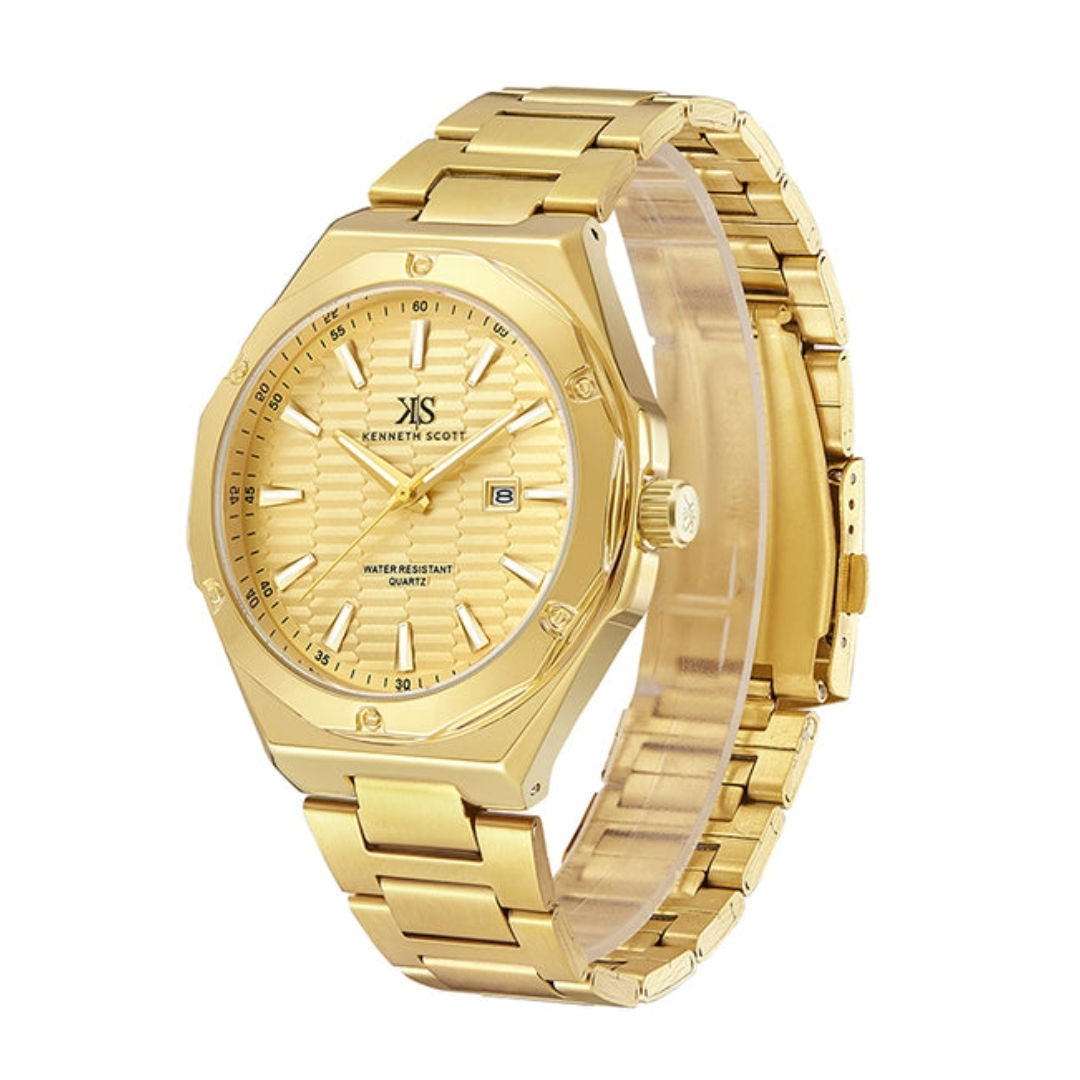 Kenneth Scott Men’s Quartz Analog Watch with Stainless Steel Bracelet, K23026 Series