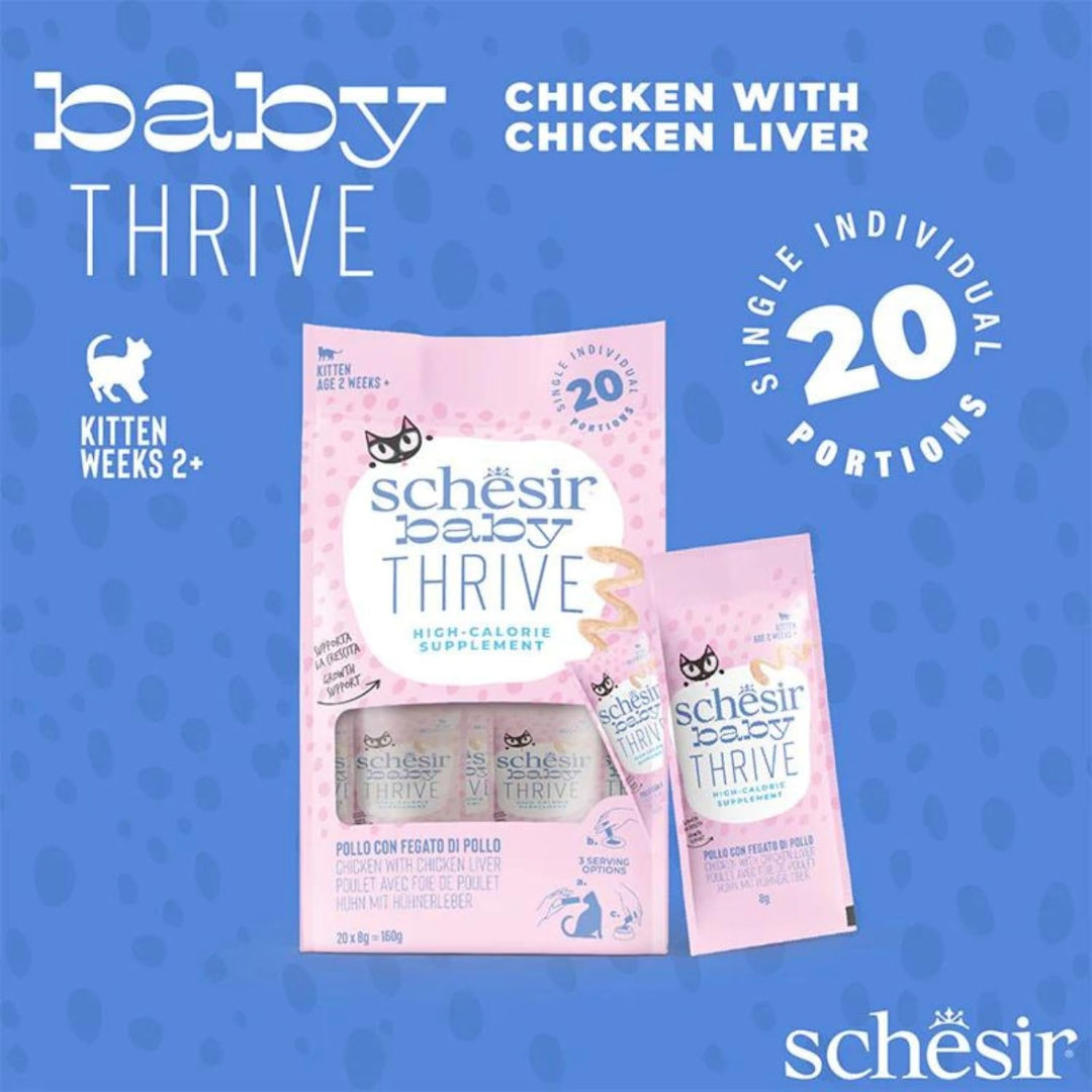Schesir Baby Thrive Mousse Kitten Chicken Treats, Pack of 20, 8gm