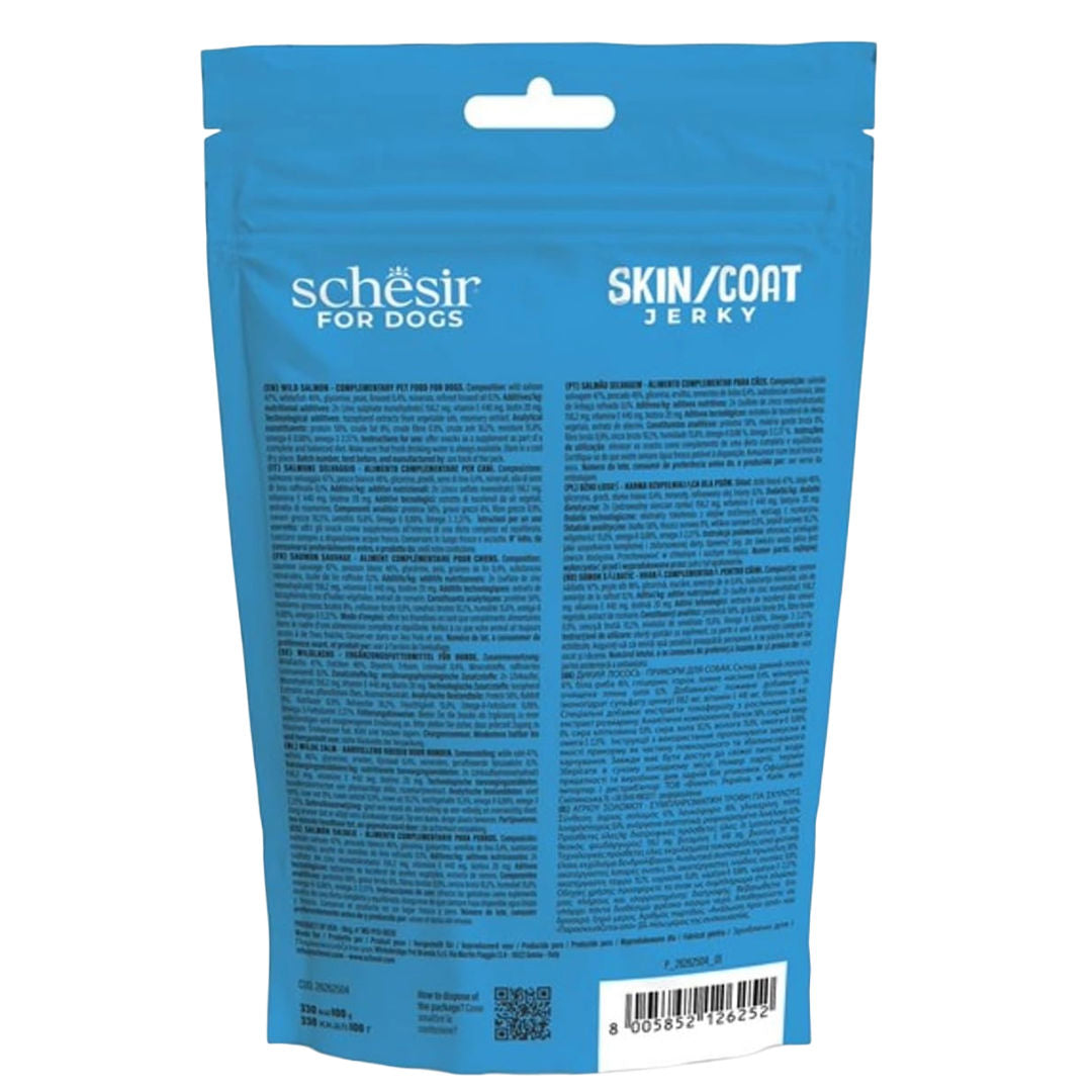 Schesir Grain-Free Snacks Skin & Coat Jerky Wild Salmon For Dog, 115gm
