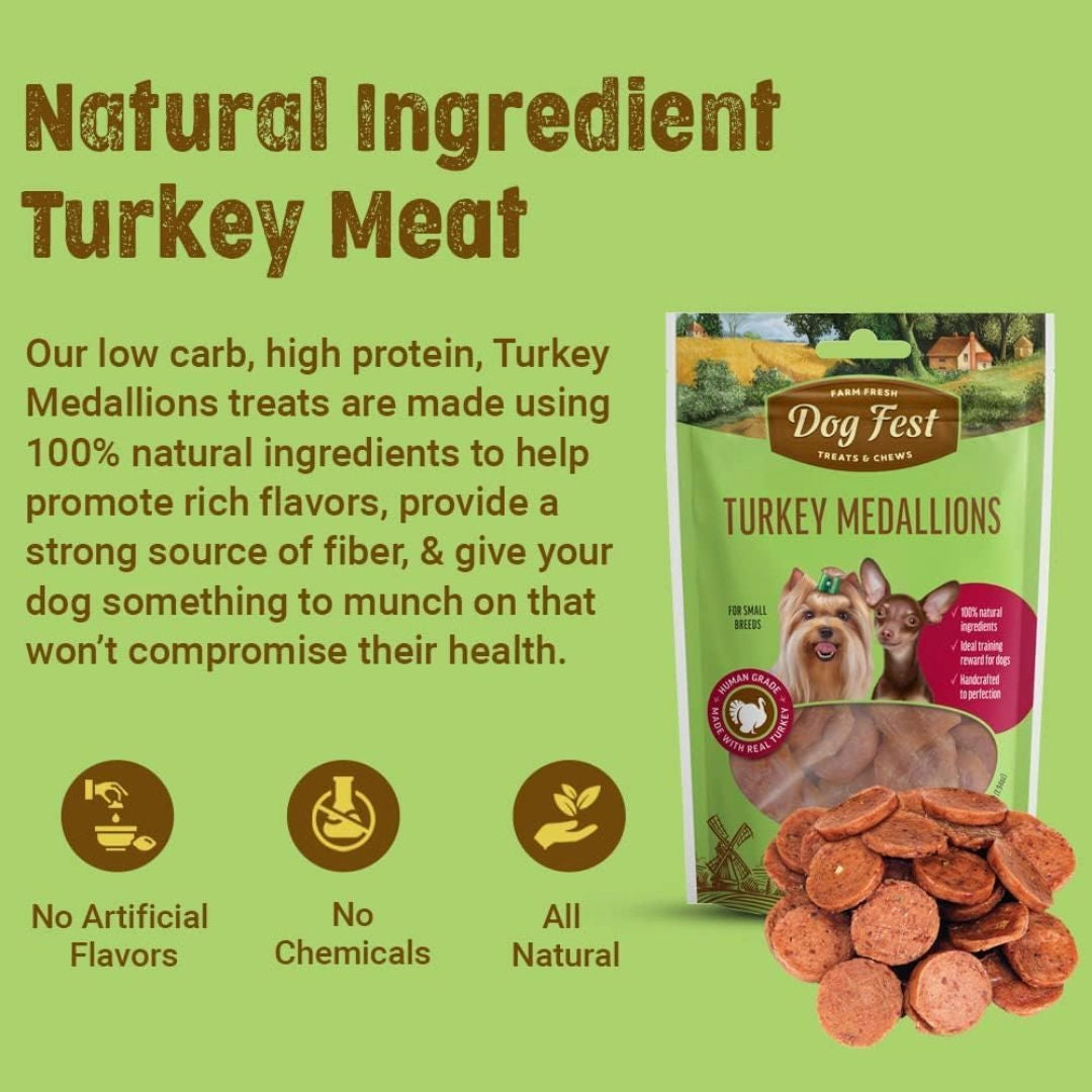 Dog Fest Turkey Medallions For Small Breeds, 55gm