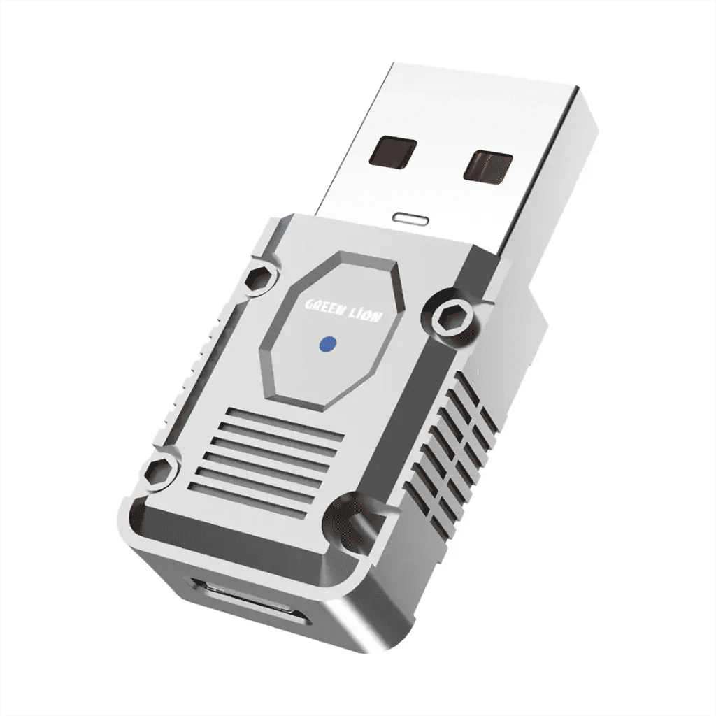 Green Lion USB-A to USB-C OTG Adapter, 120W PD, 10Gbps High-Speed Data, Silver