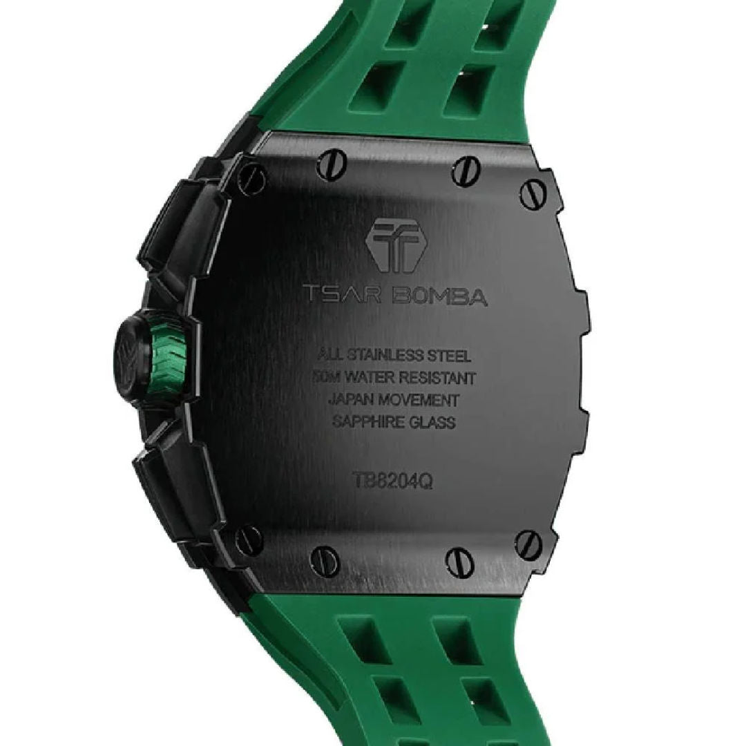 TSAR Bomba Men's Black Case Dark Green Strap Bio-Ceramic Quartz Watch