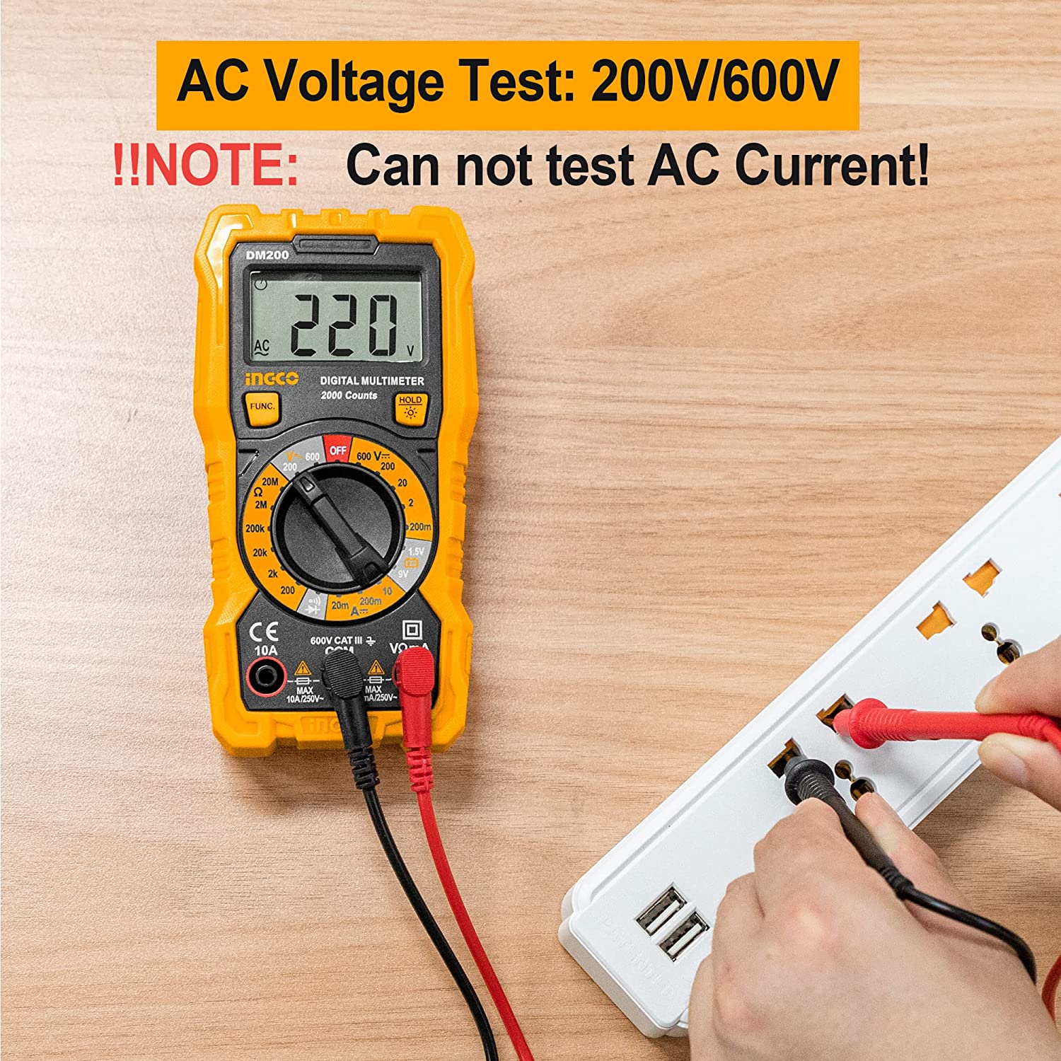 INGCO Digital Multimeter, 2000 Count / True RMS 6000 Count Variant, AC/DC Voltage & Current Tester with NCV, Data Hold & Auto Power Off