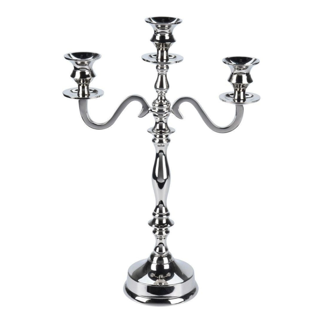 Aluminum 3-Light Candle Holder, 39cm