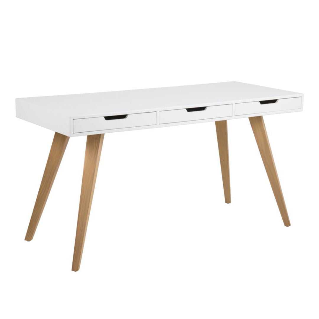 Estelle Desk, White And Wooden Finish