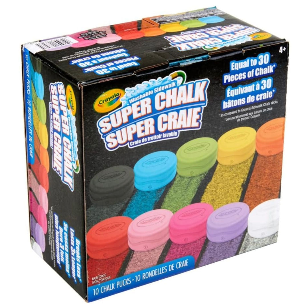 Crayola Washable Sidewalk SUPER CHALK Set, 10 Pieces