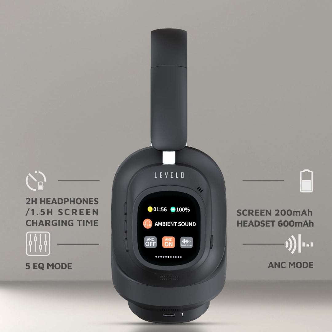 Levelo VibeMaster Wireless Hybrid ANC Headphone, Black