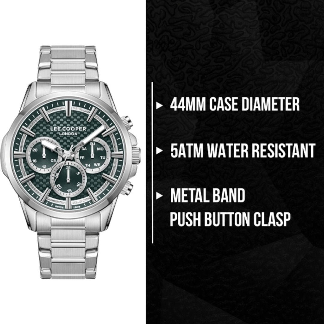 Lee Cooper Men's Multi Function Dark Green Dial Watch, LC08049.370