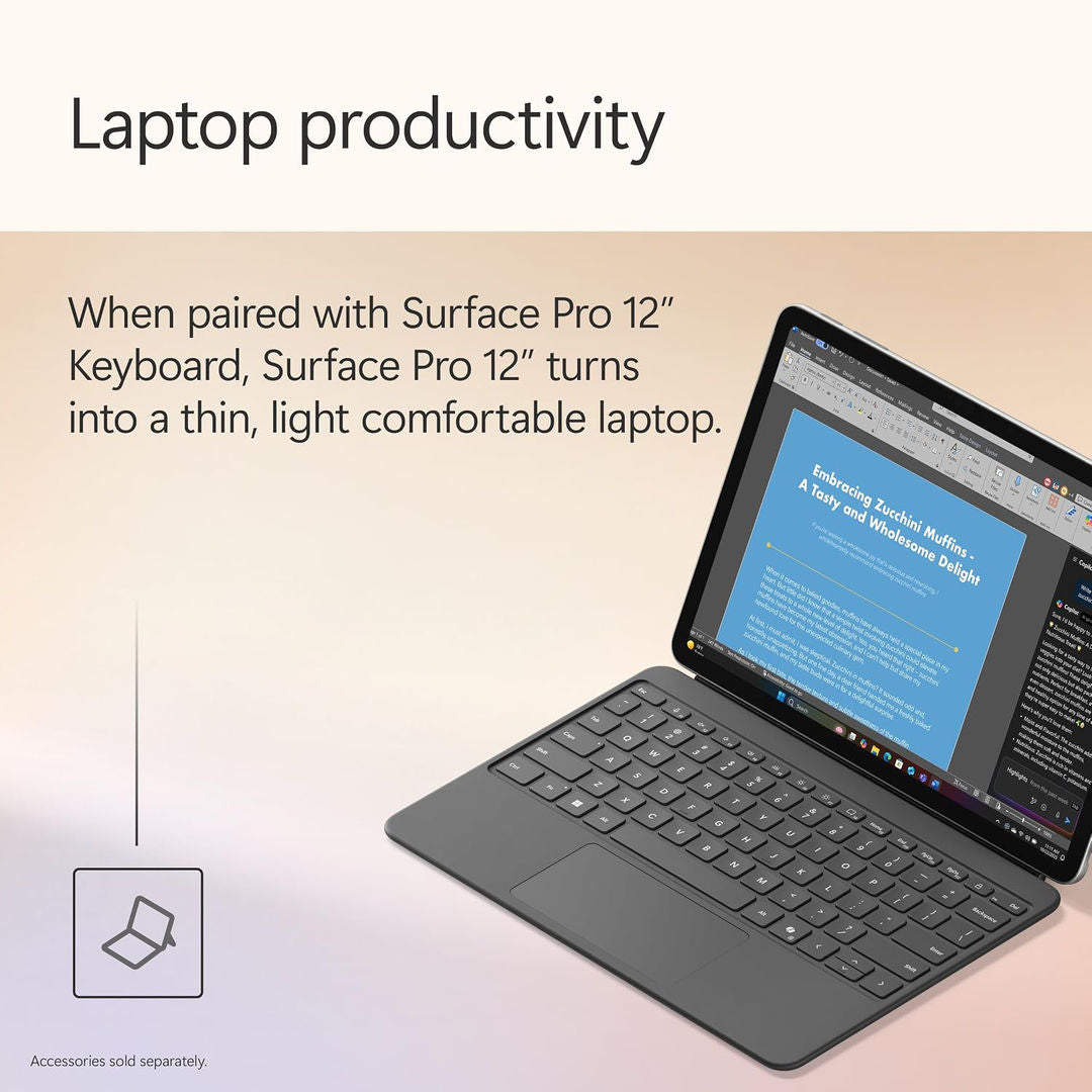 Microsoft Surface Pro 12 Copilot+ PC, 8 Core Snapdragon X Plus Processor, 16GB, 512GB 12 Inch Windows 11+ Arabic English Keyboard & Pen