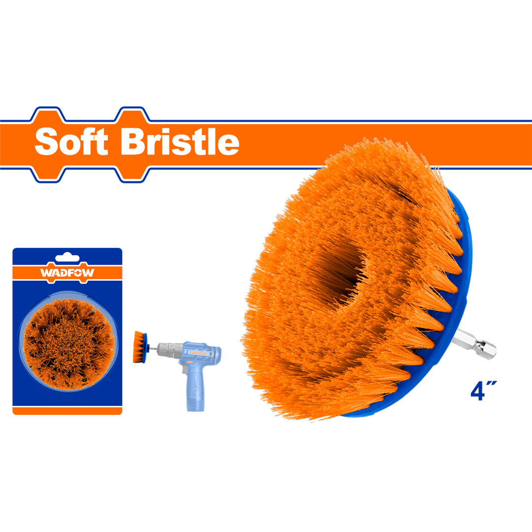 فرشاة ذات شعيرات ناعمة من WADFOW مقاس 4 بوصات، ساق سداسي مقاس ¼ بوصة، للزجاج والبلاط واللامينيت والجرانيت