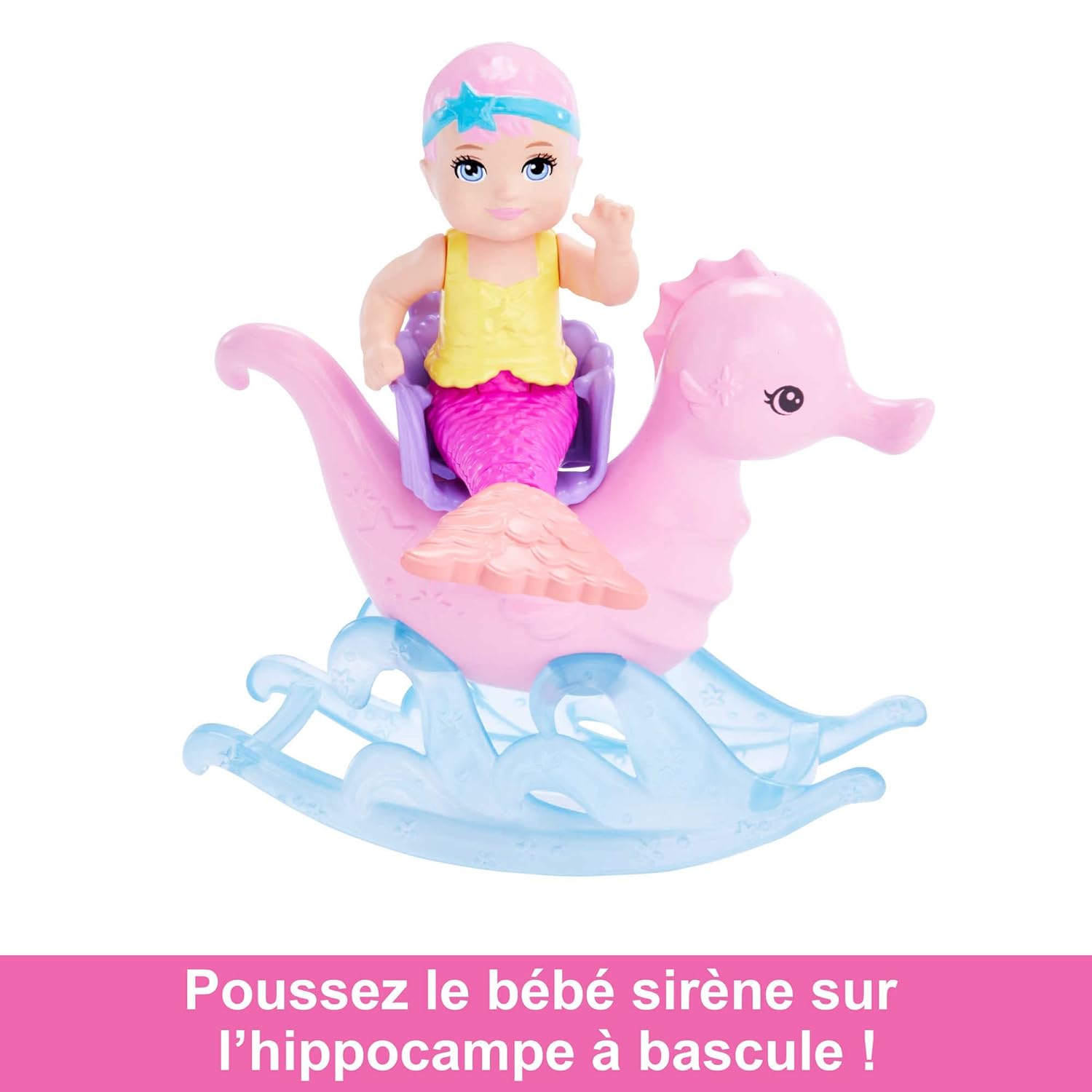 Barbie Dreamtopia Mermaid Babysitting Playset, Purple Hair Mermaid Doll with Accessories, Model HLC30