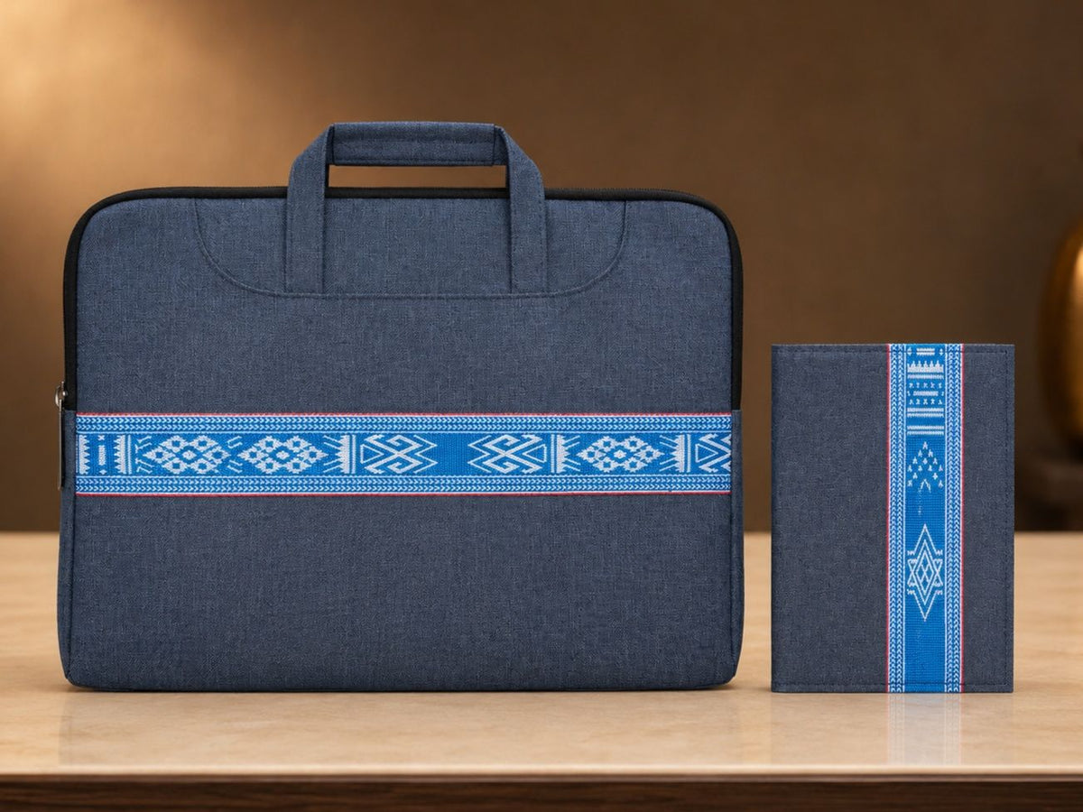 Laptop Bag & Notebook Set with Traditional Woven Design, Assorted Colors
