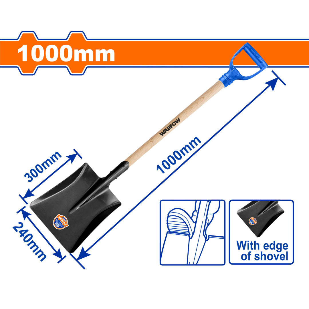 WADFOW Steel Shovel With Wooden Handle