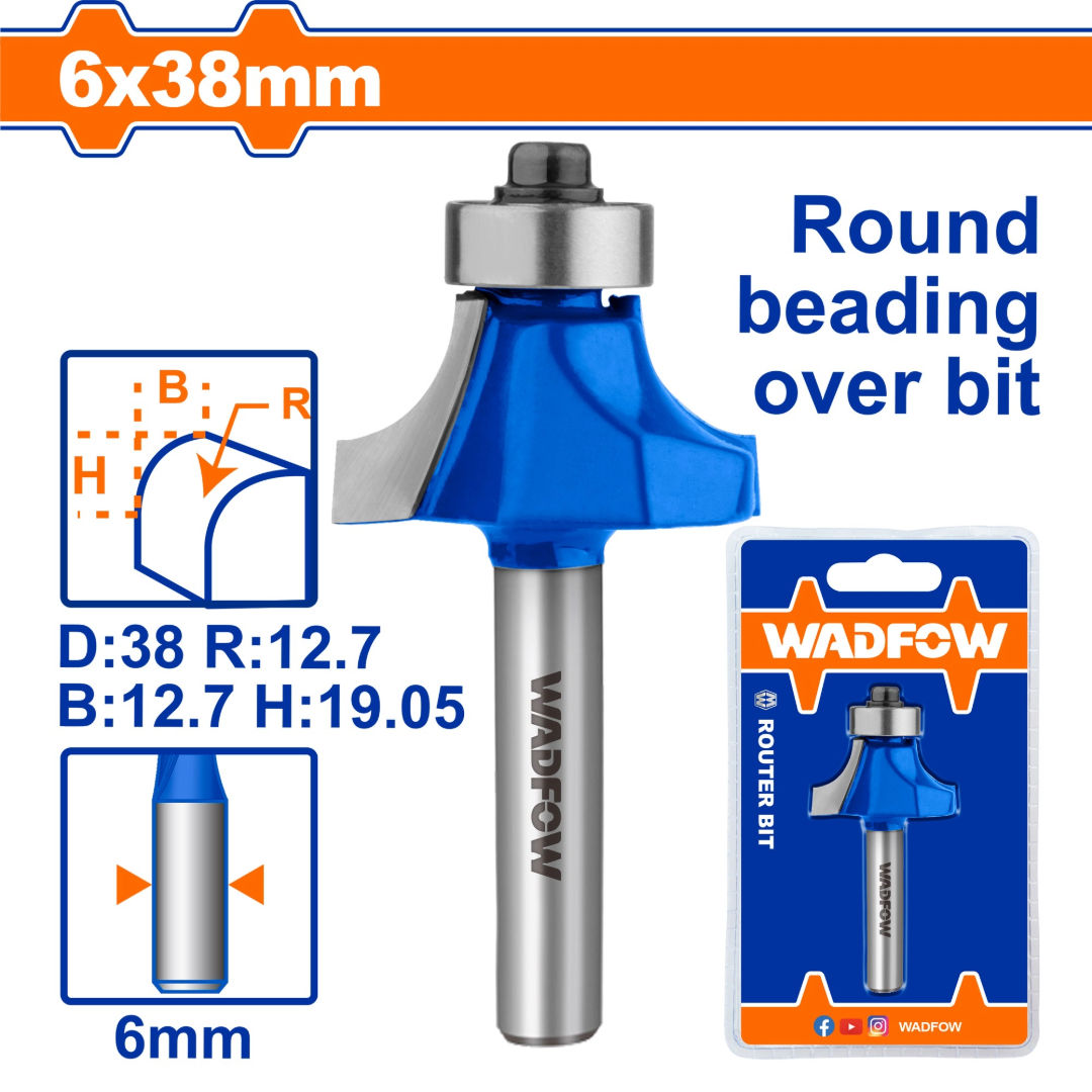 WADFOW Router Bit Corner Round, 6mm Shank