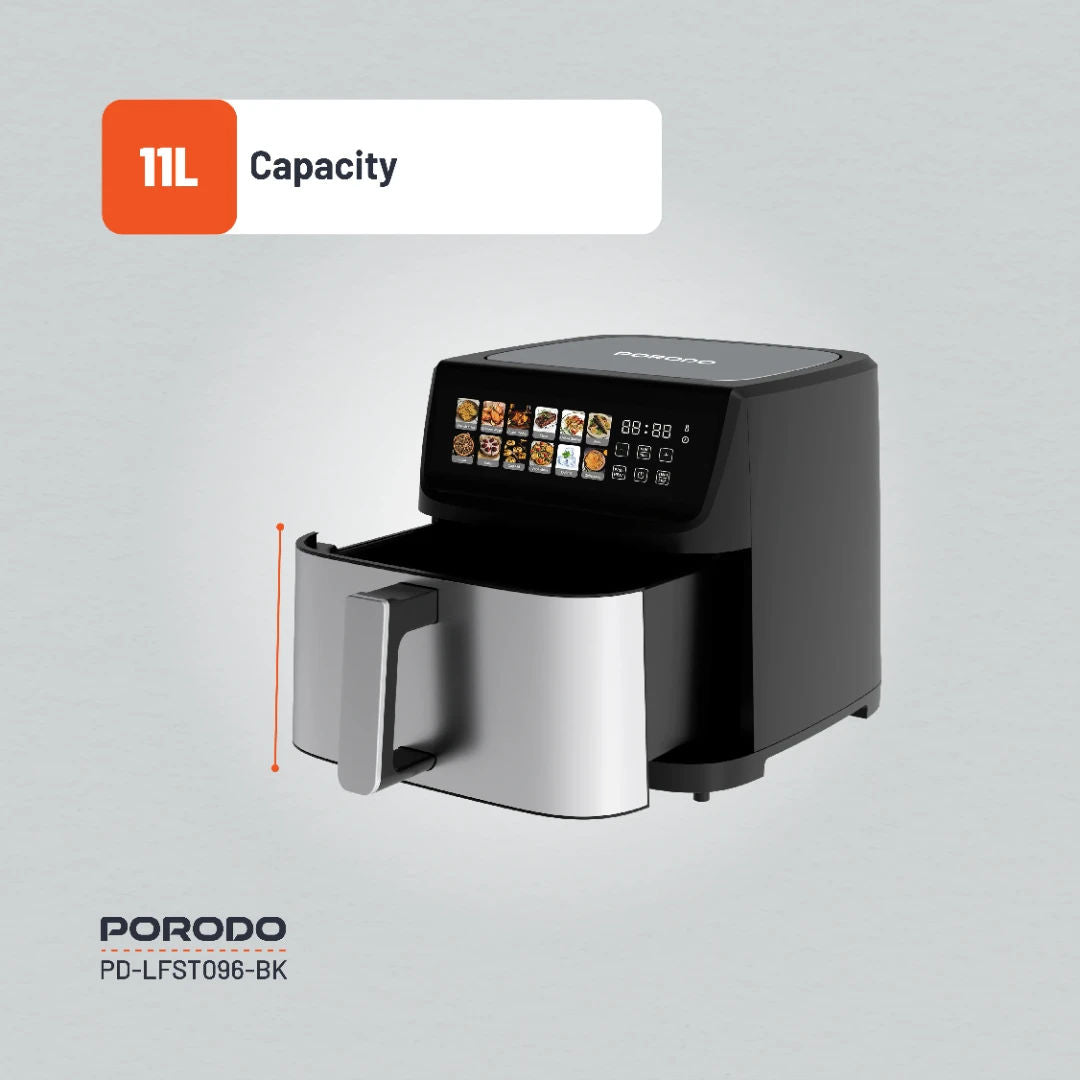 Porodo Lifestyle Large Capacity Air Fryer, 11L Capacity, Black