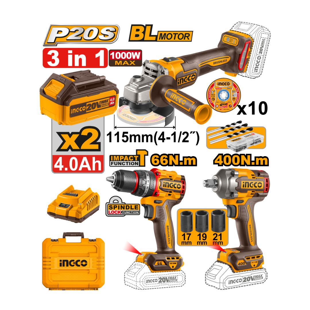 INGCO Cordless Tools Combo, 20V