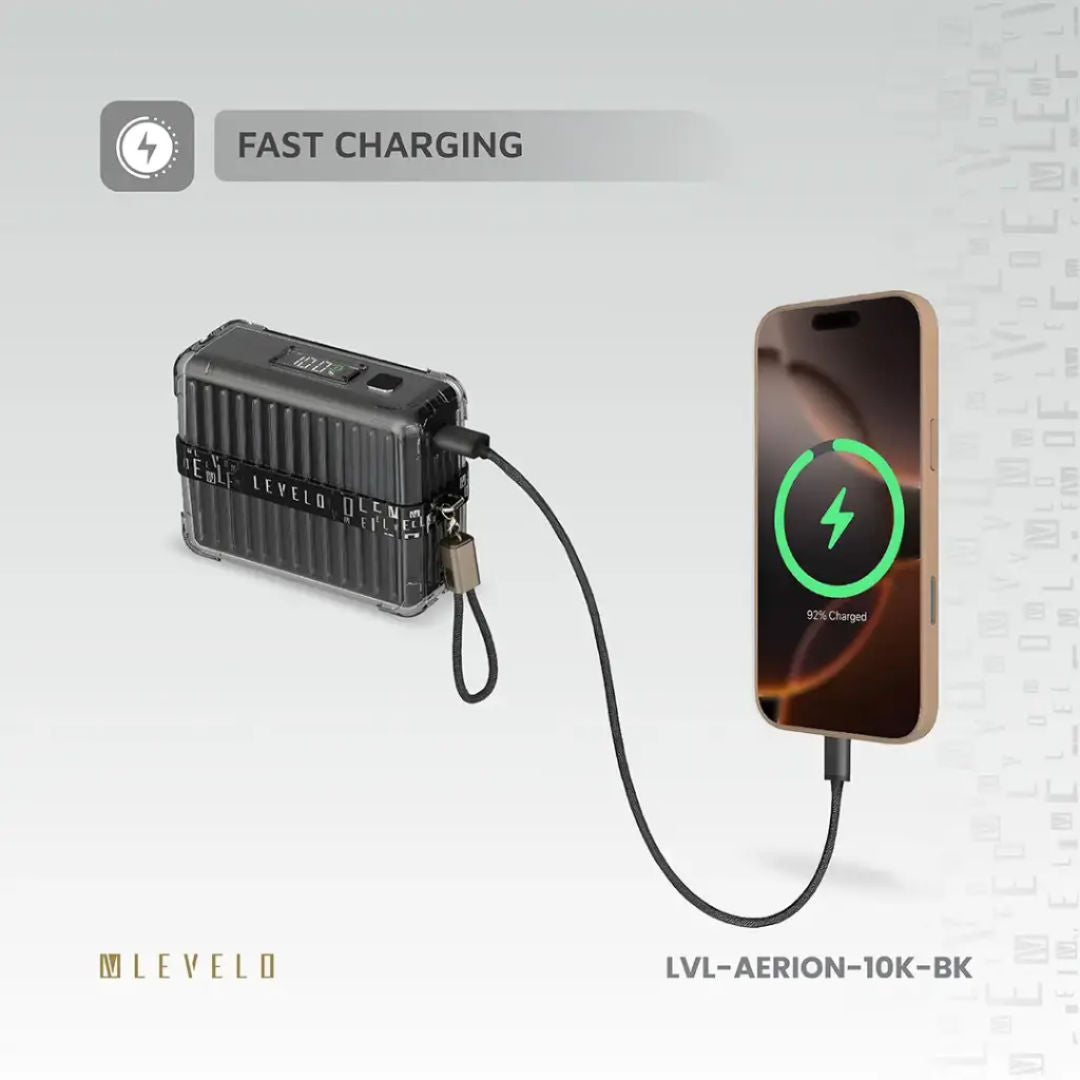 Levelo Aerion Portable 10000mAh Power Bank, LED Display