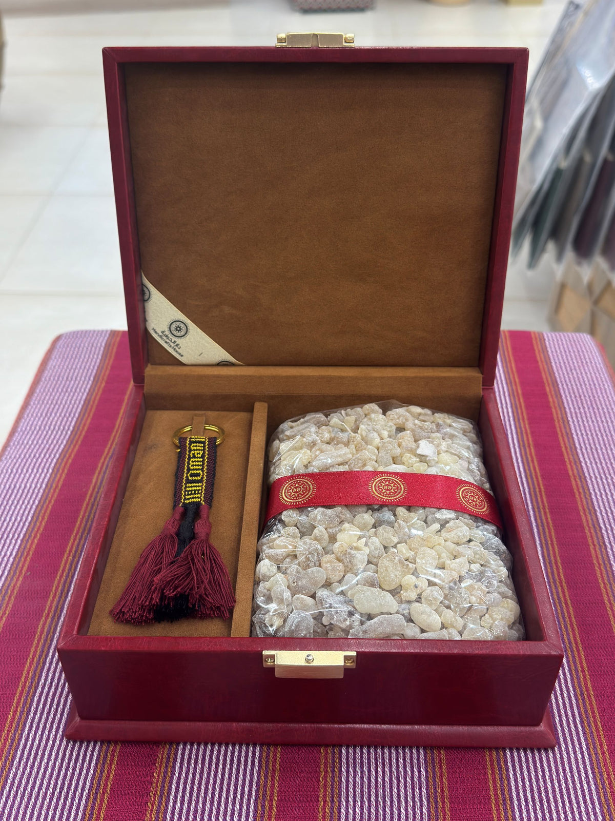 Frankincense & Fabric Keychain Gift Set in Traditional Box