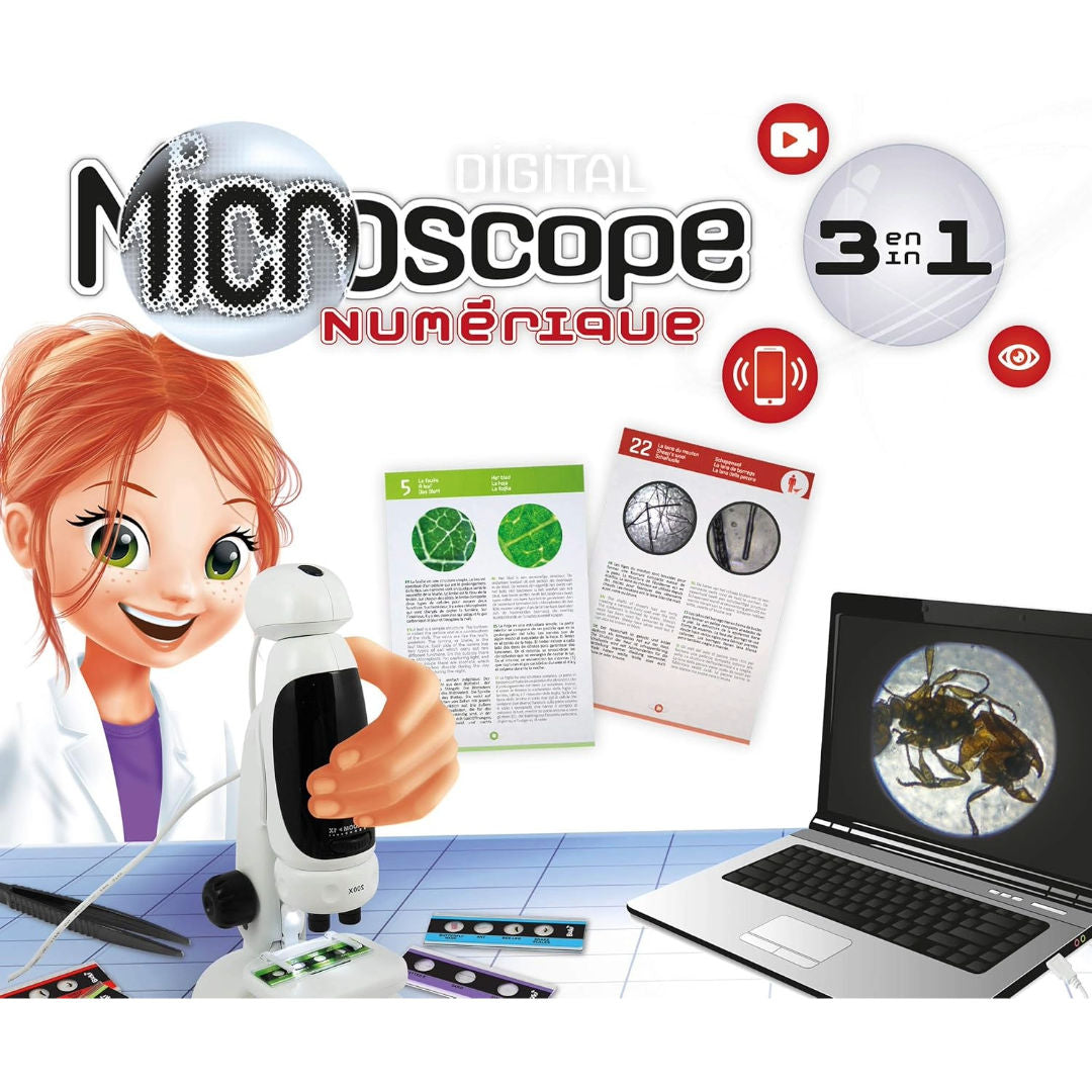 Buki France 3-in-1 Digital Microscope, (40 Experiments)