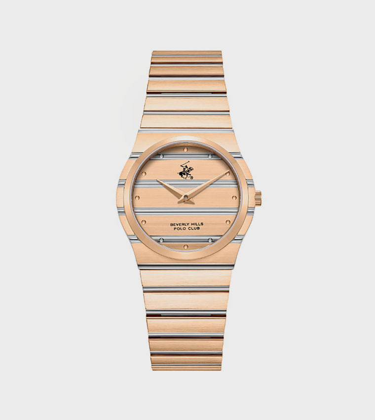 Beverly Hills Polo Club Women's Gold & Stainless Steel Dial Analog Watch, IP Gold Stainless Steel Case & Bracelet, BP3818X.230