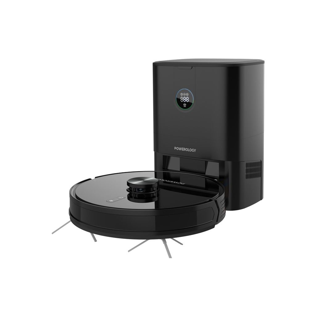 Powerology Smart Station Robot Vacuum & Mop, Black