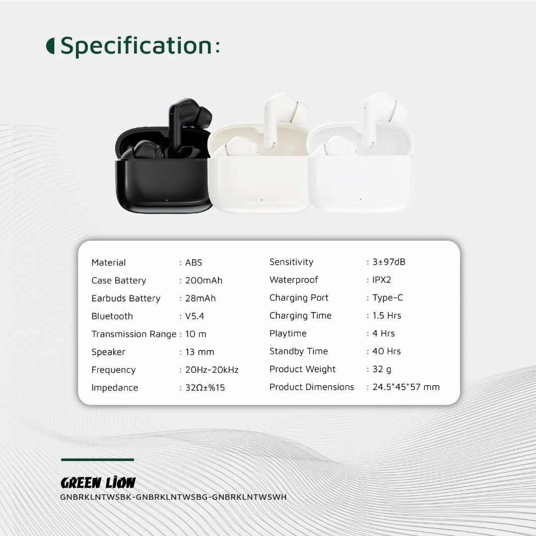 Green Lion Brooklyn True Wireless Earbuds