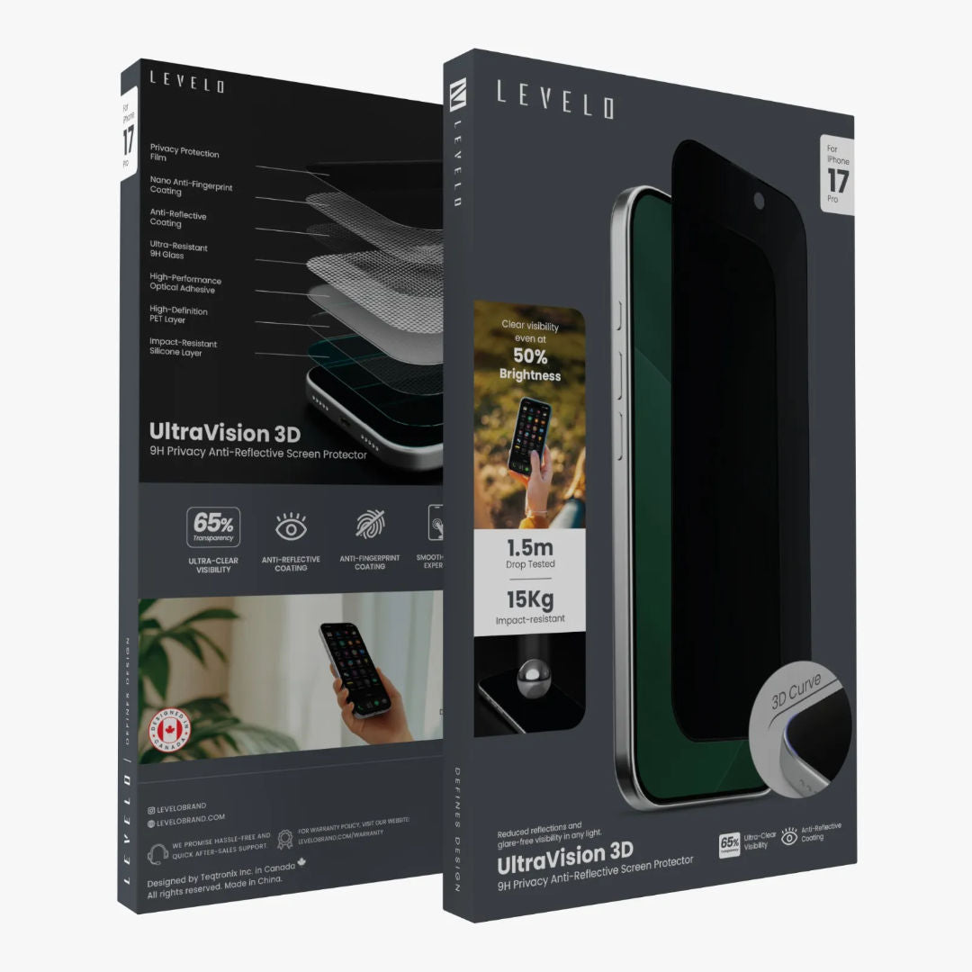 Levelo UltraVision 3D AR 9H Screen Protector for iPhone 17 Series