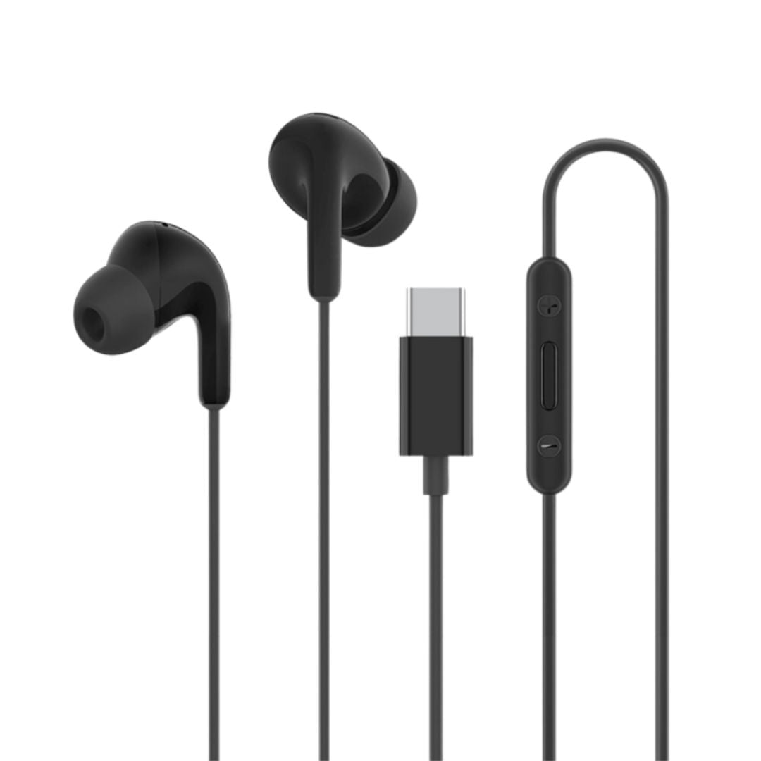 سماعات أذن سلكية من Xiaomi من النوع C مزودة بميكروفون عالي الدقة ومحرك صوت مقاس 12.4 مم، باللون الأسود