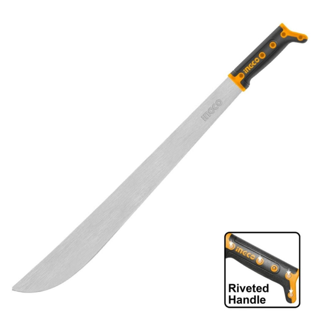 INGCO Machete, 1.9mm Carbon Steel, Riveted, Anti Slip Handle