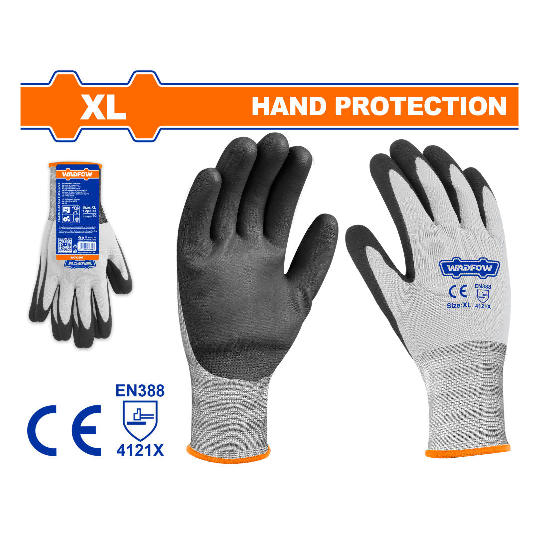 WADFOW Nitrile Frosted Coated Gloves, XL