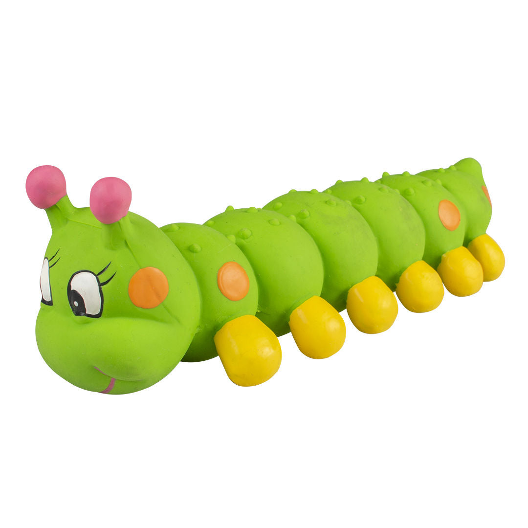 Duvo+ Latex Caterpillar Dog Toy With Squeaking Sound, 27x8.5x8cm, Green